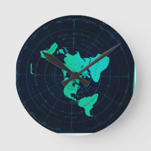 Flache Erdkarte (Azimuthal äquidistante Runde Wanduhr