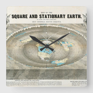 Flache Erdkarte Quadratische Wanduhr