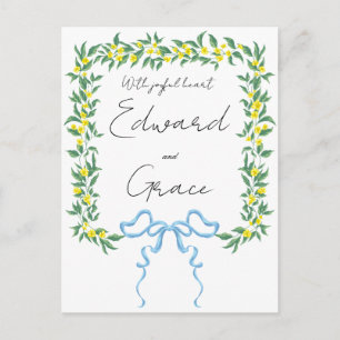 Flache gelbe Wildblumen-Hochzeitseinladungskarte Postkarte