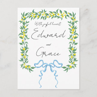 Flache gelbe Wildblumen-Hochzeitseinladungskarte Postkarte