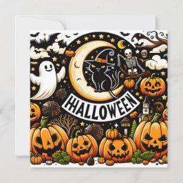 Flache Halloween-Grußkarte Karte