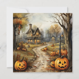 Flache Halloween-Karte Feiertagskarte