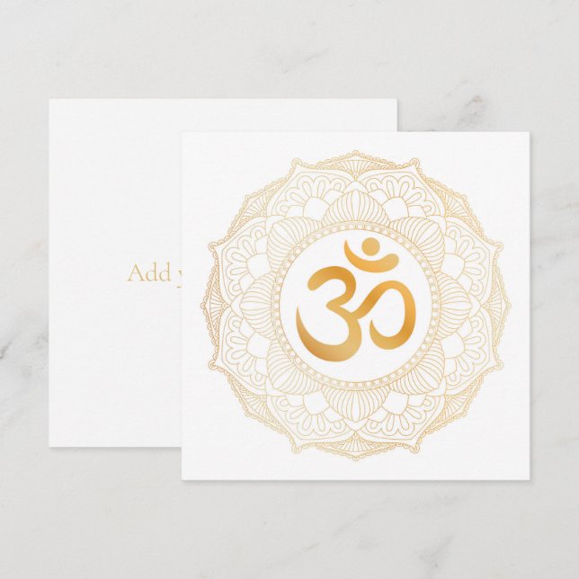 FLACHE KARTE: GOLD MANDALA & OHM DANKESKARTE (Vorne/Hinten)