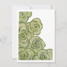 Flache Karte mit grünen und weißen getönten Rosen