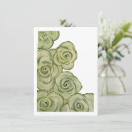 Flache Karte mit grünen und weißen getönten Rosen