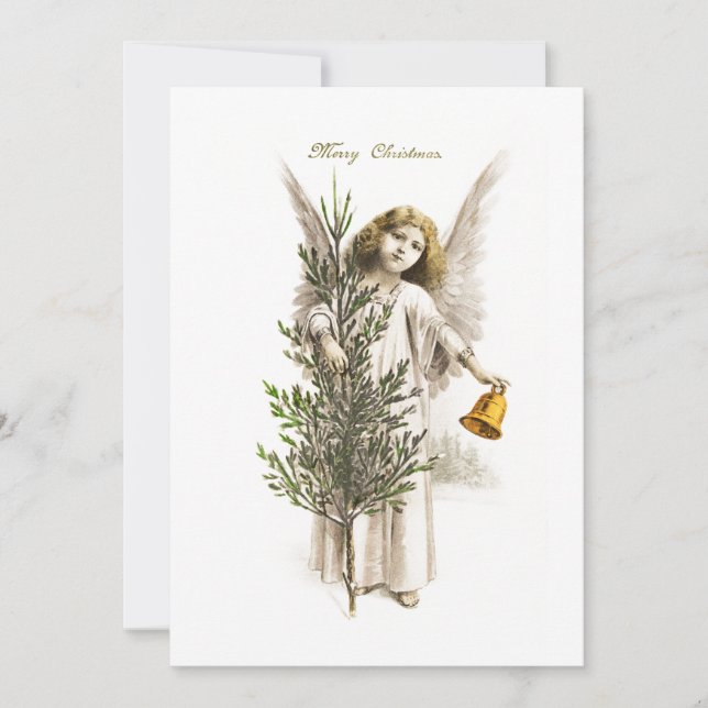 FLACHE KARTE: VINTAGE CHRISTMAS ANGEL EINLADUNG (Vorderseite)
