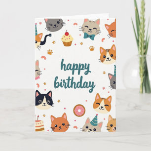 Flache Katzen-Geburtstagskarte Karte