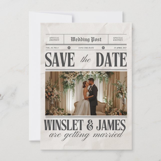 Flache Save The Date Karte (Vorderseite)