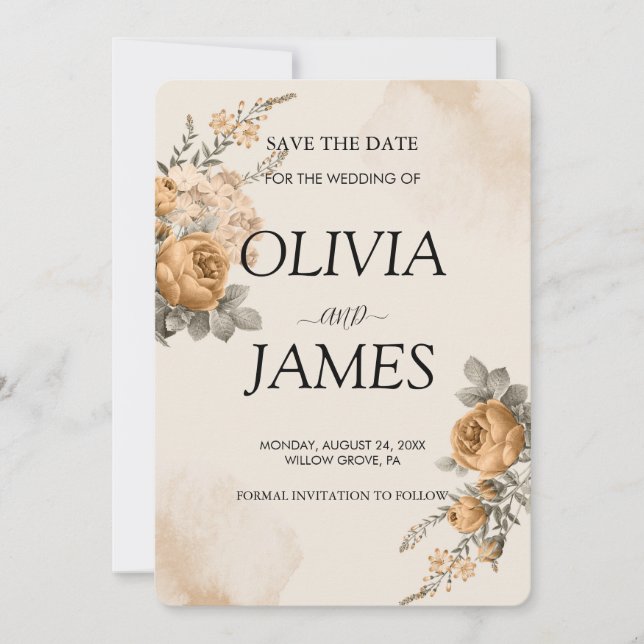 Flache Save-the-Date-Karte Save The Date (Vorderseite)