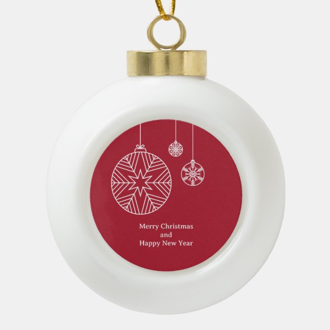 Flache Weihnachtskarte Keramik Kugel-Ornament (Vorderseite)