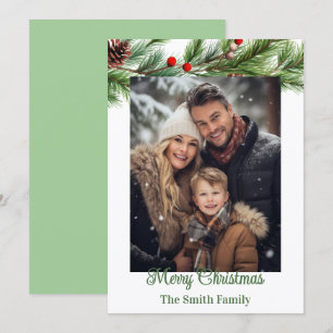 Flache Weihnachtskarte mit individuellem Foto Feiertagskarte