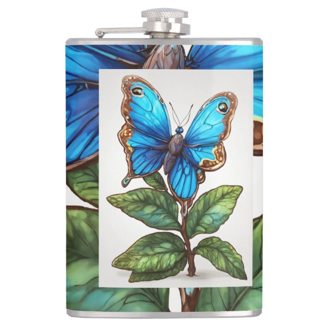 Flachende Kunst: Wasserfarbenschmetterling Flachmann (Vorderseite)