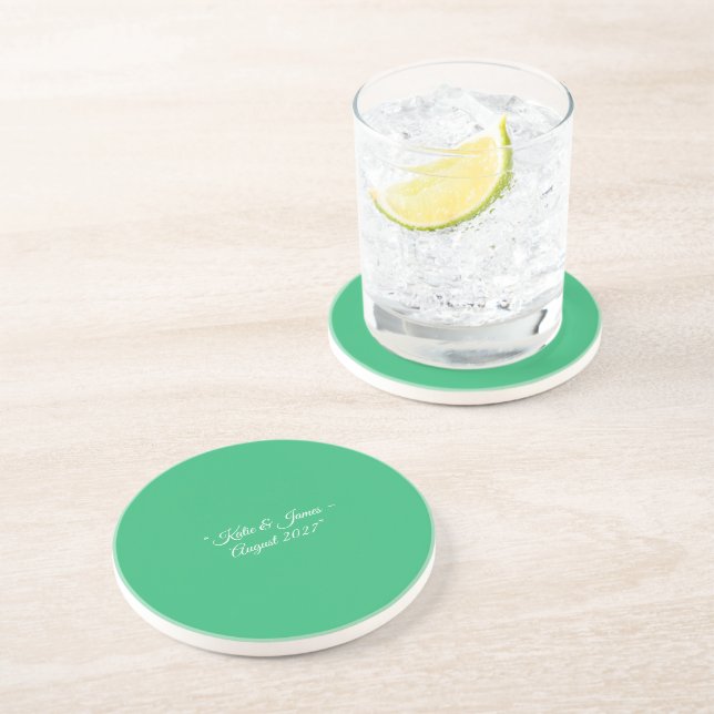 Flacher Mintgrüner Hintergrund – Wedding Design Getränkeuntersetzer (Seite)