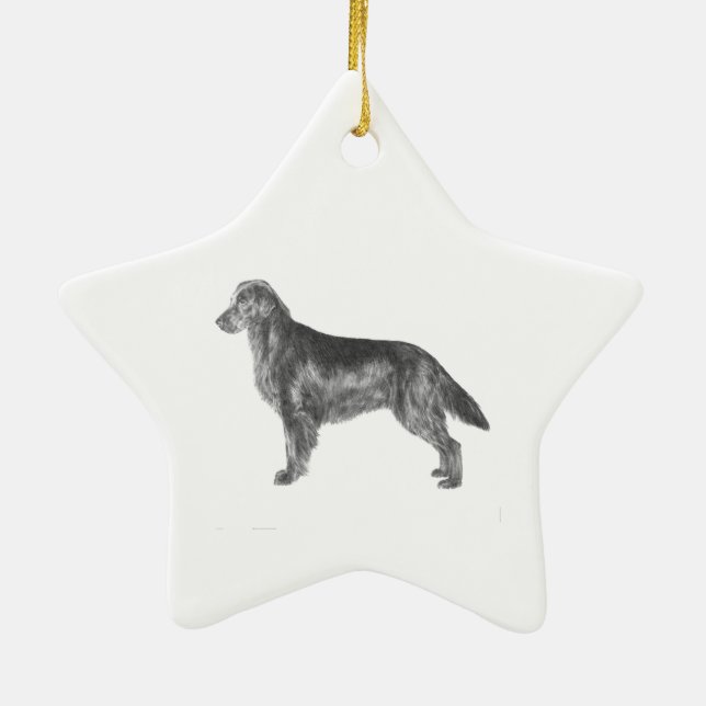 Flacher überzogener Retriever Keramikornament (Hinten)