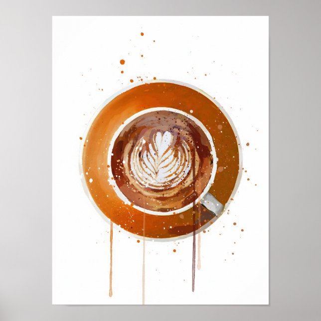 Flacher Weißer Orange Poster (Vorne)