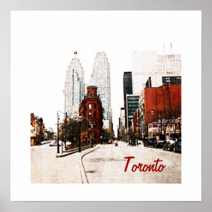 Flaches Eisen-Gebäude Torontos auf vorderer Straße Poster