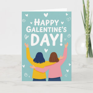 Flaches Galentines Day Hearts Karte