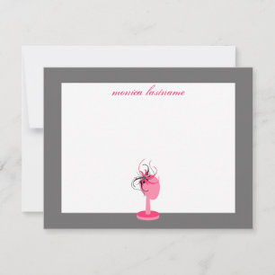 Flaches Notecard - rosa u. schwarzes Fascinator Mitteilungskarte