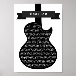 Flaches Schwarz-weißes Gitarren-Lied-lyrischer Poster