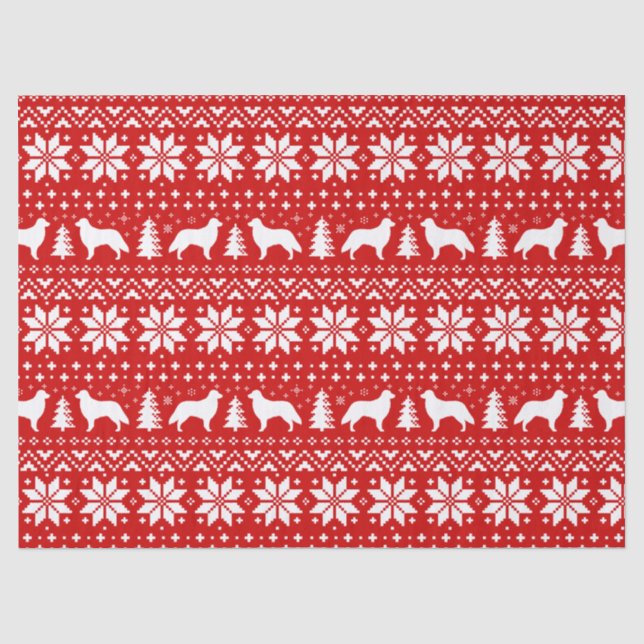 Flaches überzogenes Retriever-Weihnachtsmuster-Rot Seidenpapier (Vorderseite)