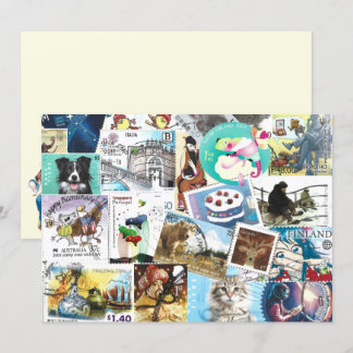 Flachkarte für Briefmarke auf dem Postweg