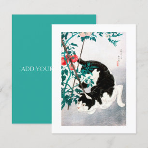 FLACHKARTE : JAPANISCHE WOODBLOCK : KATZE MIT Toma