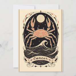 Flachkarte - Krebs Celestial Zodiac Art Feiertagskarte