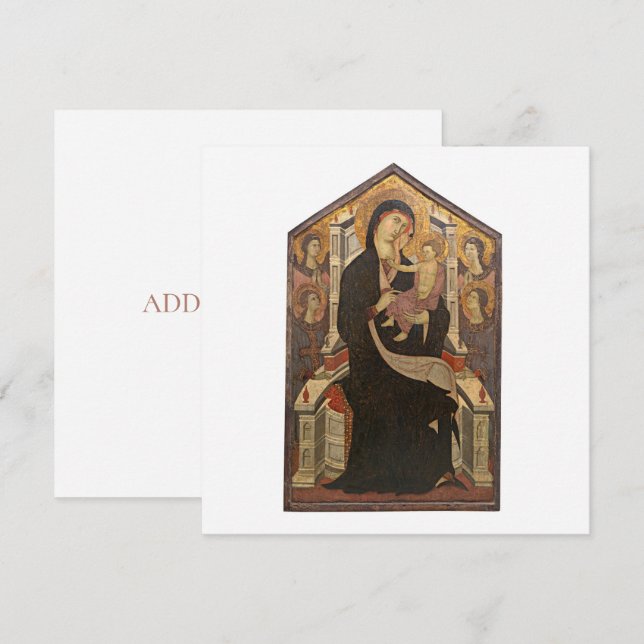 FLACHKARTE : MADONNA & KIND/ VIER ANGELN : 1320 DANKESKARTE (Vorne/Hinten)