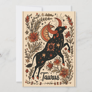 Flachkarte: Taurus Celestial Zodiac Art Feiertagskarte