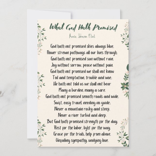 Flachkarte Was Gott versprochen hat Mitteilungskarte (Vorderseite)