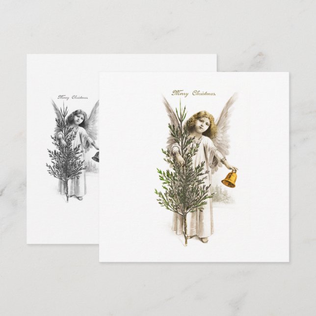 FLACHKARTE : WEINKRISTMAS ANGEL EINLADUNG (Vorne/Hinten)