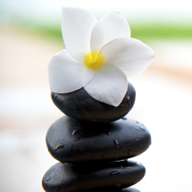 Flachkarte, Zen-Steine, Balance, Meditation, Weiß Dankeskarte (Von Creator hochgeladen)