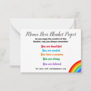 Flachkarten für das Blanket-Projekt Mitteilungskarte