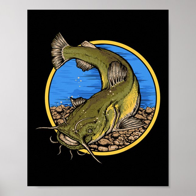 Flachkopfwels-Angeln  Poster (Vorne)