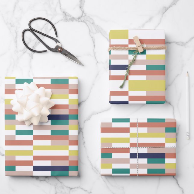 Flachpapier für mehrfarbiges Wrapping, Set 3 Geschenkpapier Set (Vorderseite)