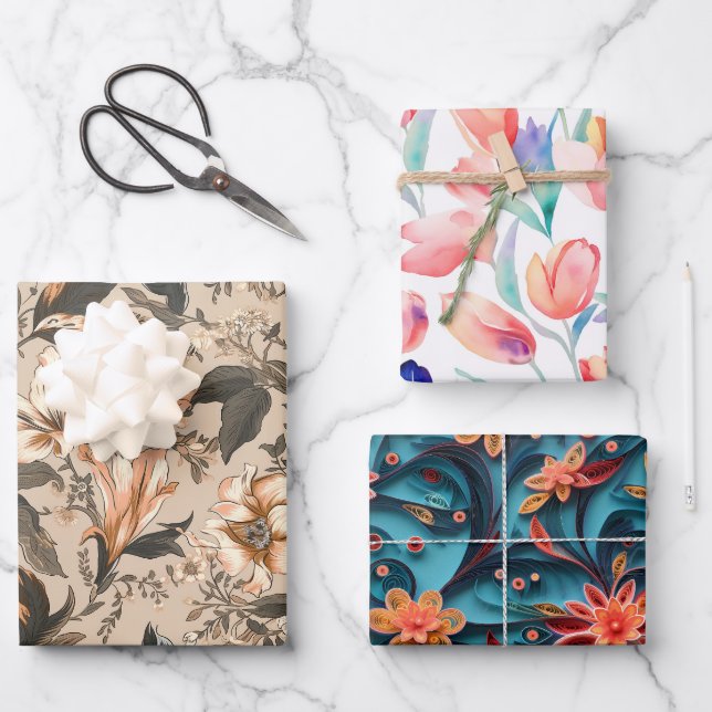 Flachpapier Set 3 Geschenkpapier Set (Vorderseite)