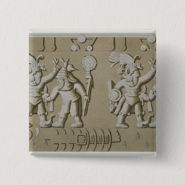 Flachrelief der alten aztekischen Krieger, vom Sto Button (Vorderseite)
