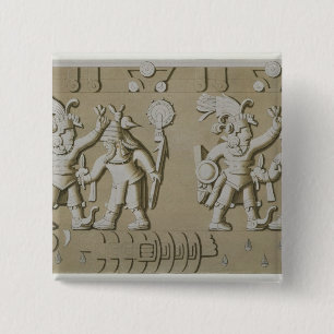 Flachrelief der alten aztekischen Krieger, vom Sto Button