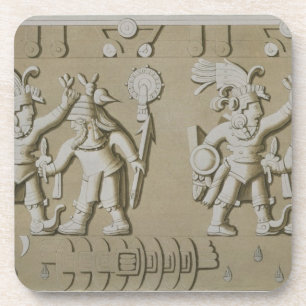 Flachrelief der alten aztekischen Krieger, vom Sto Getränkeuntersetzer