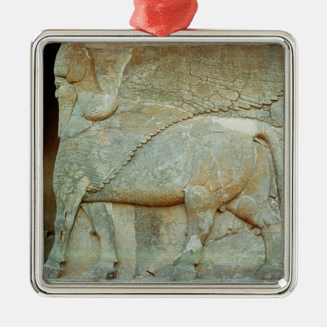 Flachrelief eines anthropomorphen Stiers Silbernes Ornament (Vorne)