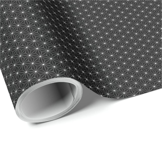 Flachs-Blatt-gestrichelte Linie Muster traditionel Geschenkpapier (Rolleneckpunkt)