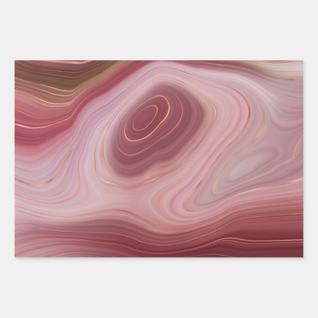 Flachwaschpapier 3 wirbelnde Rose Geschenkpapier Set (Vorderseite)