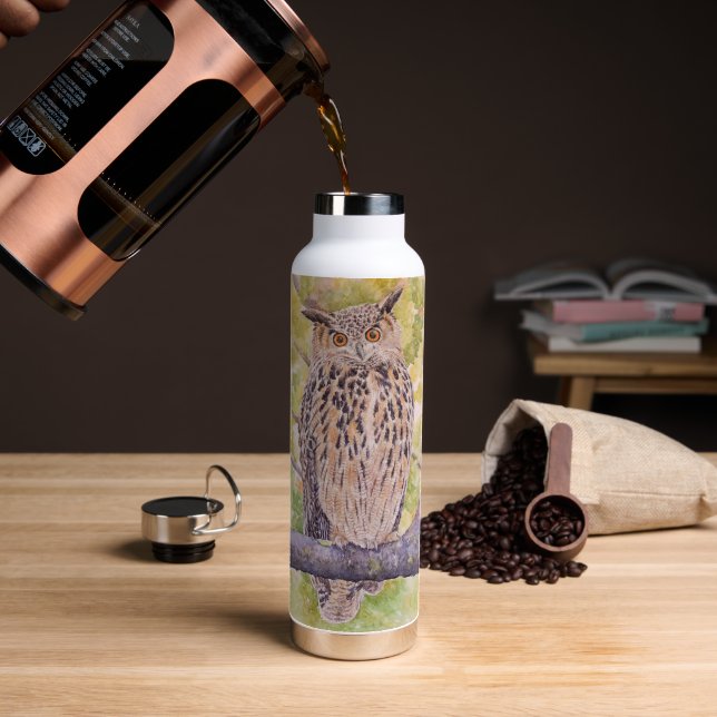 Flaco, der Eurasische Uhu  Trinkflasche (Kaffee (gedreht))