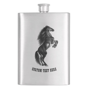 Flacon à cheval noir avec texte personnalisé