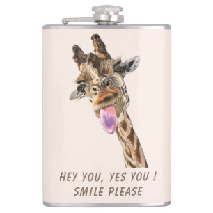Flacon amusant avec Giraffe Jouer Smile Texte pers