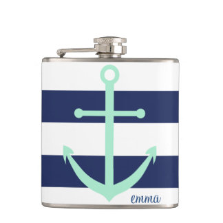 Flacon Ancre bleu marine et monogramme de menthe