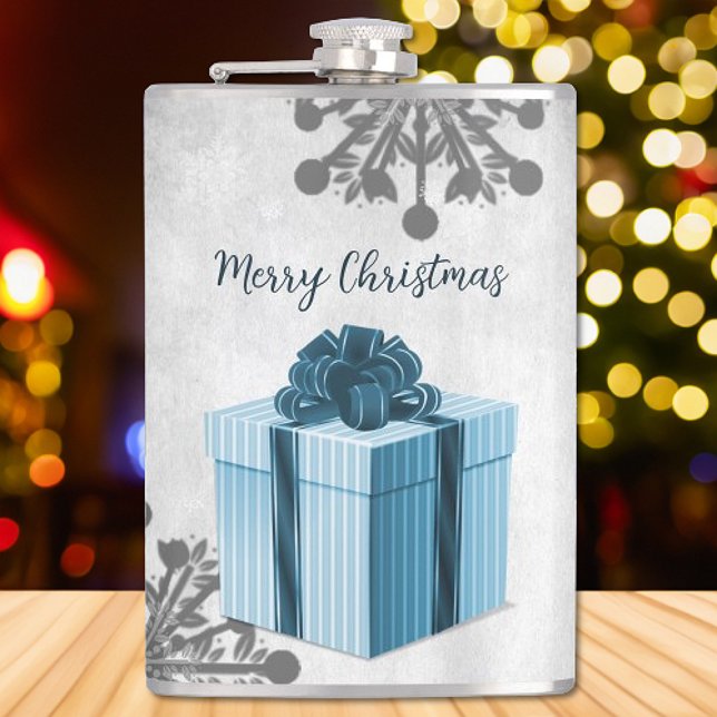 Flacon cadeau de Noël bleu (Blue Christmas Gift Holiday Flask)