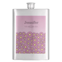 Flacon Classique en Acier Inoxydable Fleur Rose