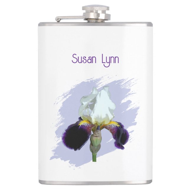 Flacon de boisson Iris Violet et Blanc (Devant)