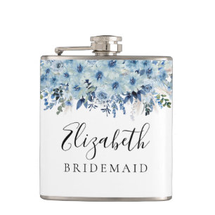 Flacon de Fête des mariées Florale Boho Bleu